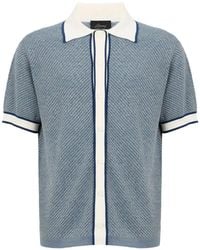 Brioni - Chevron-Knit Button-Through Polo Shirt - Lyst