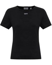 Off-White c/o Virgil Abloh - Ribbed-Knit Logo-Embroidered T-Shirt - Lyst