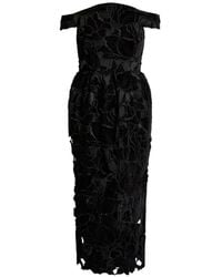 Erdem - Off-The-Shoulder Embroidered Velvet And Tulle Midi Dress - Lyst