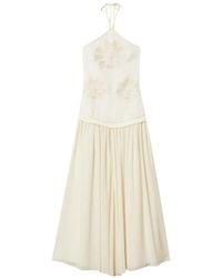 Twinset - Long Linen Blend And Georgette Dress - Lyst