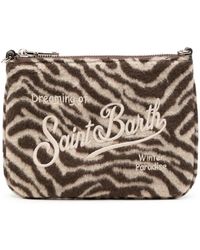 MC2 Saint Barth - Clutch Mini Parisienne Con Stampa Zebrata E Ricamo - Lyst