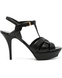 Saint Laurent - Saint Laone Sizerent トリビュート プラットフォームサンダル（スムースレザー） - Lyst