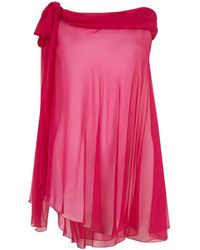 Alberta Ferretti - Draped Asymmetric-Neck Top - Lyst