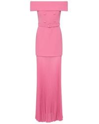 Rebecca Vallance - Muriel Off-Shoulder Pleated Midi Dress - Lyst