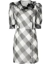 Alessandra Rich - Checked Silk Mini Dress - Lyst