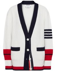 Thom Browne - Tennis Racquet Intarsia 4-Bar Seed Stitch Cardigan - Lyst