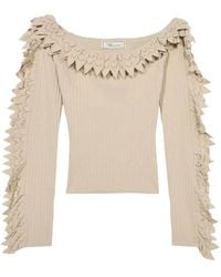 Blumarine - Ruffled Rib-Knit Sweater - Lyst
