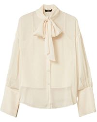 Twinset - Tie-Neck Long-Sleeve Shirt - Lyst