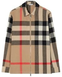 Burberry - Check Wool Cotton Overshirt - Lyst