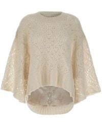 Maurizio Mykonos - Lace-Panel Open-Knit Sweater - Lyst