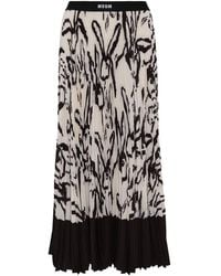 MSGM - Plooirok Met Konijnenprint - Lyst