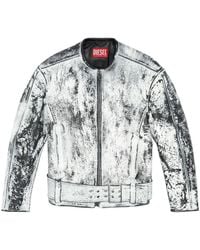 DIESEL - L-margy Distressed Leather Jacket - Lyst