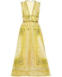 Zimmermann - Kleid aus Leinengemisch mit Bandana-Print - Lyst