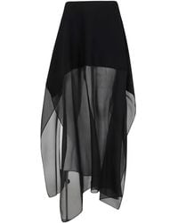 Max Mara - Sheer-Panel Asymmetric Midi Skirt - Lyst