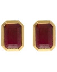 Azlee - Ruby Stud Earrings - Lyst