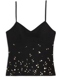 Jil Sander - Haut Brodé De Sequins À Col V - Lyst