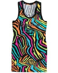 Moschino - Zebra-Print Logo-Print Mini Dress - Lyst