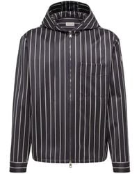 Moncler - Wool & Cotton Striped Hooded Shirt Jacket - Lyst