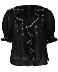 Doen - Hettie Floral-Embroidered Ruffled Blouse - Lyst