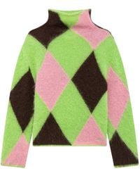 MSGM - Trui Met Hoge Hals En Argyle-Patroon - Lyst
