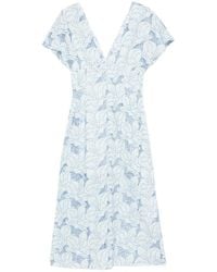 Genny - Embroidered V-Neck Midi Dress - Lyst