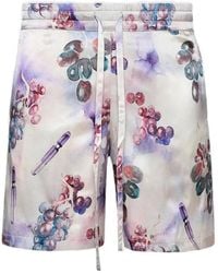 NAHMIAS - Grape-Print Silk Shorts - Lyst