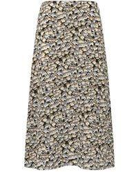 Marni - Crêpe De Chine Fluid Skirt With Anemones Print - Lyst