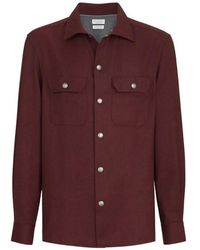 Brunello Cucinelli - Virgin Wool Flannel Overshirt With Spread Collar And Chest Pockets - Lyst