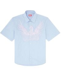 DIESEL - Chemise Rayée En Popeline À Patch Brodé - Lyst