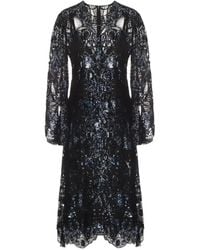 Elie Saab - Sequin-Detail Lace Midi Dress - Lyst