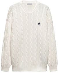 Prada - Cable-Knit Logo-Embroidered Sweater - Lyst
