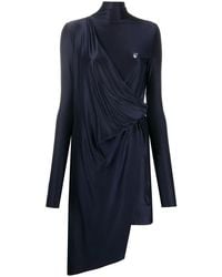 Off-White c/o Virgil Abloh - Logo Print Draped Asymmetric Dress - Lyst