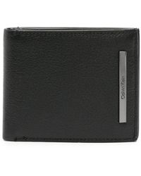 Calvin Klein - Logo-Plaque Bi-Fold Leather Wallet - Lyst