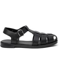 HUGO - Liora Buckled Woven-Design Sandals - Lyst