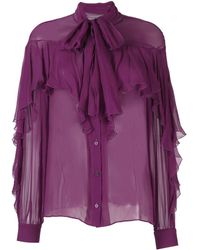Alberta Ferretti - Semi-transparente Bluse mit Rüschen - Lyst