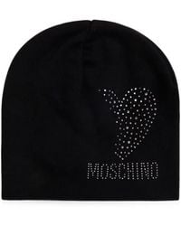 Moschino - Beanie Mit Kristallverziertem Logo - Lyst