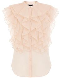 Max Mara - Ruffled Silk Shirt - Lyst