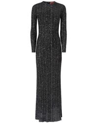 Missoni - Long Crewneck Striped Knit Dress With Sequins - Lyst