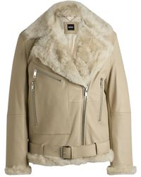 BOSS - Veste En Cuir À Fermeture Zippée - Lyst