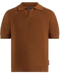 Manière De Voir - Conrad Open-Knit Polo Shirt Fawn - Lyst