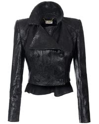 Elisabetta Franchi - Leather Jacket With Fish Scale Pattern - Lyst
