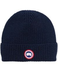 Canada Goose - Blaue Gerippte Toque Beanie Mütze - Lyst