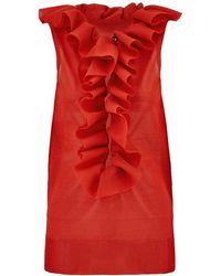 Ferragamo - Frill-Detail Virgin Wool Top - Lyst
