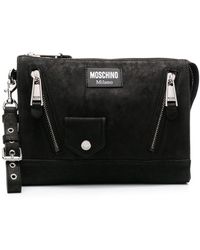 Moschino - Zipped Leather Clutch Bag - Lyst