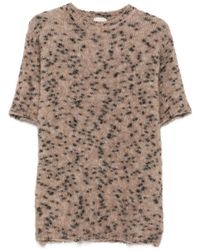 Alysi - Kurzärmeliger Pullover Mit Leopardenprint - Lyst