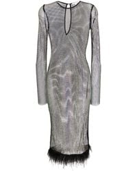 Patrizia Pepe - Rhinestone-embellished Sheer Midi Dress - Lyst