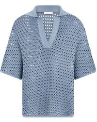Ferragamo - Open Knit Polo Shirt - Lyst