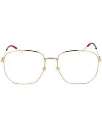 Gucci - Web-Detail Hexagonal-Frame Glasses - Lyst