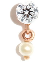 Maria Tash - 18Kt Rose Diamond And Pearl Stud Earring - Lyst