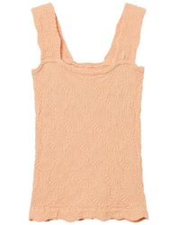 Free People - Floral-Texture Square-Neck Top - Lyst